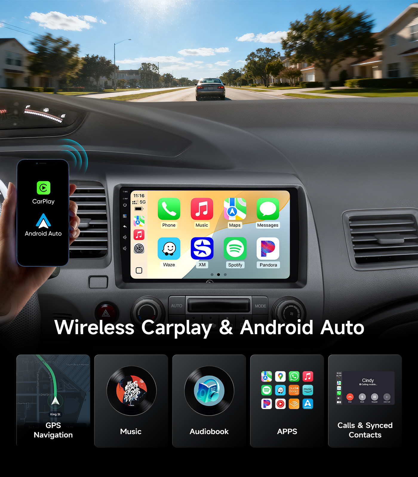 9 inch Car Radio Upgrade for Honda Civic 2006‑2011, CarPlay Android Auto - Image 3