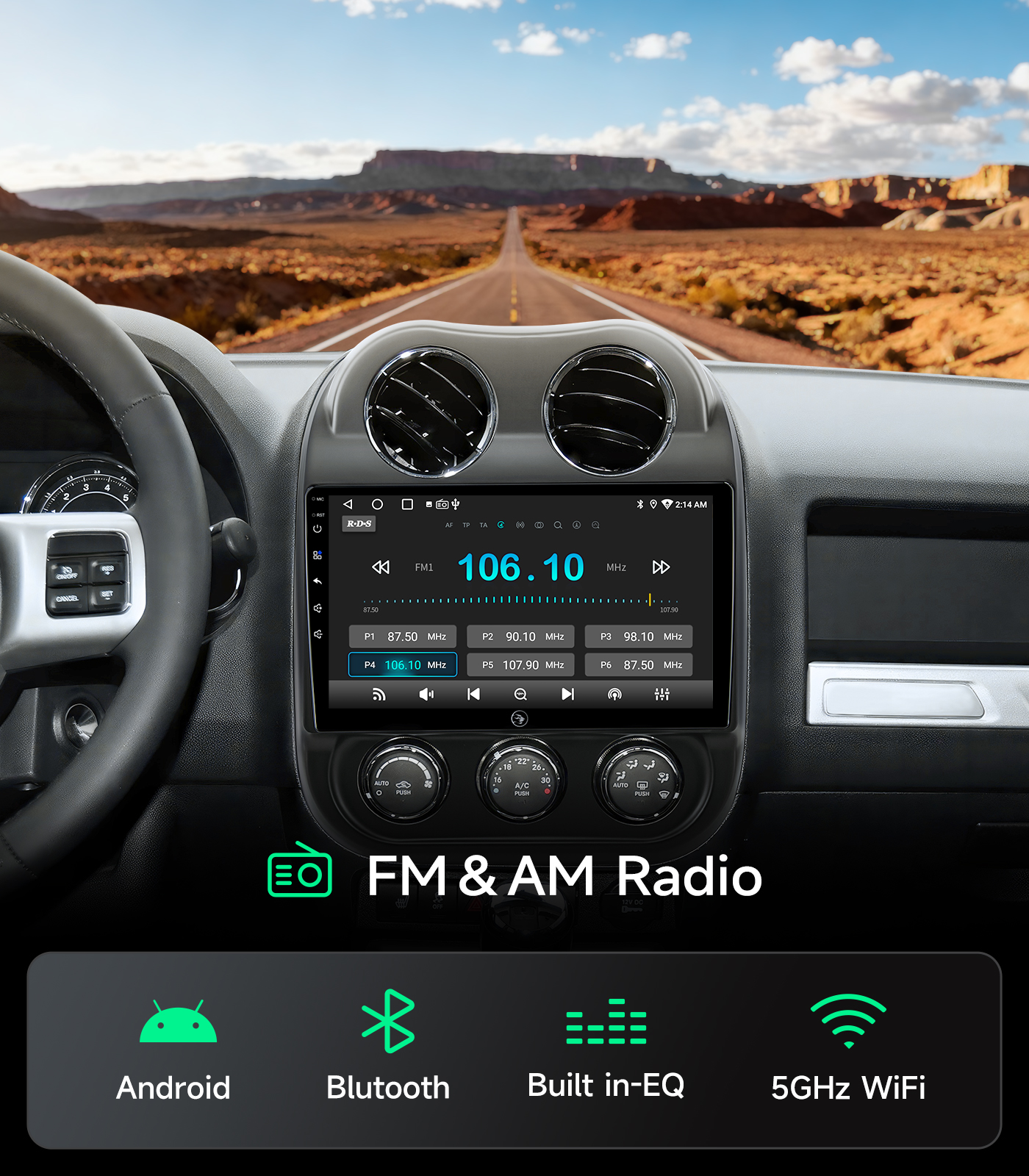 Car Radio for Jeep Compass Patriot 2010-2016, Wireless CarPlay Android Auto - Image 5